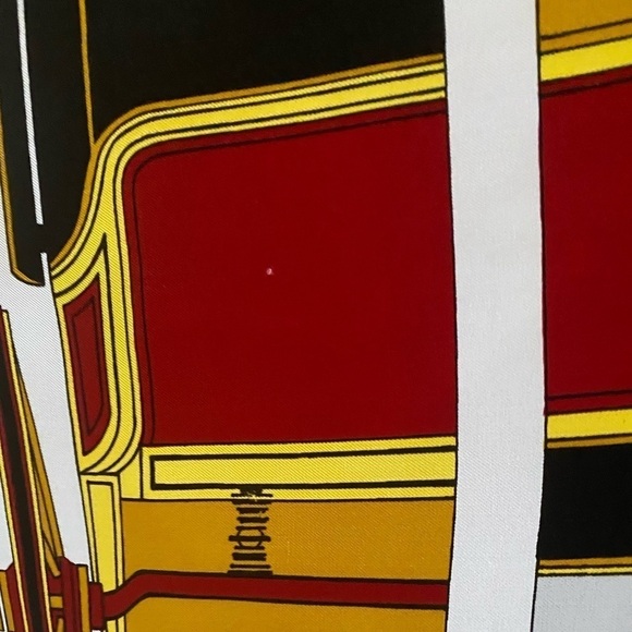 Vintage HERMES Les Coupes Scarf in red by Francoise de la Perriere 70s - Picture 6 of 13